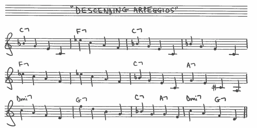 Descending Quarter Note Arpeggios on the Blues